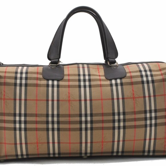 Auth Burberrys Nova Check Pattern Travel Boston Ba - Picture 4 of 12